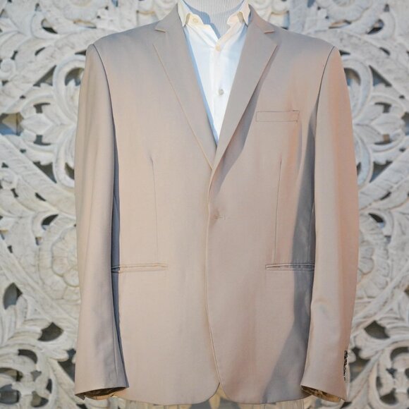 Men’s Beige Blazer Jacket - Size 46 (Large/XL), Modern Fit, Single Breasted - Picture 1 of 10